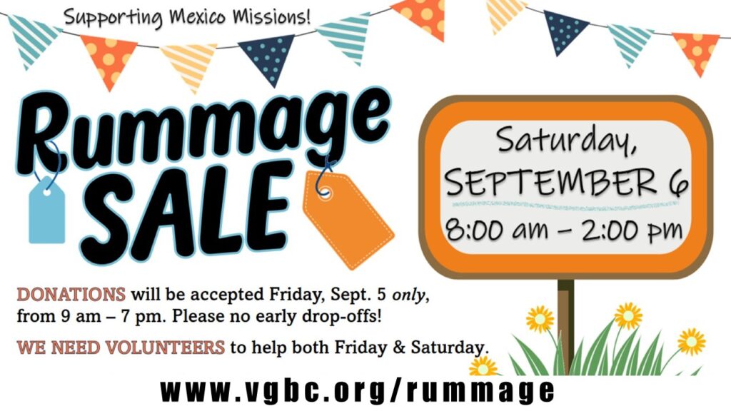 rummage sale flyer september 6, 2025